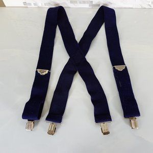 Suspender Mens‎ Blue Clip On Adjustable Strap Stretch X Back Solid Work